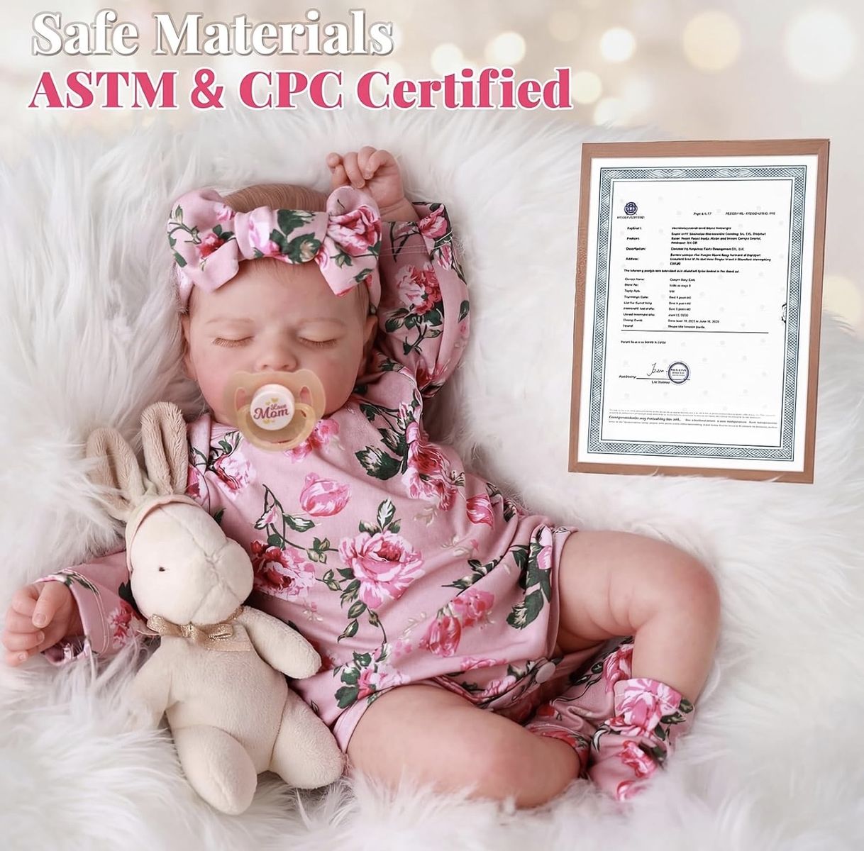 Realistic Reborn Baby Doll Set (Sleeping Girl in Floral Outfit)