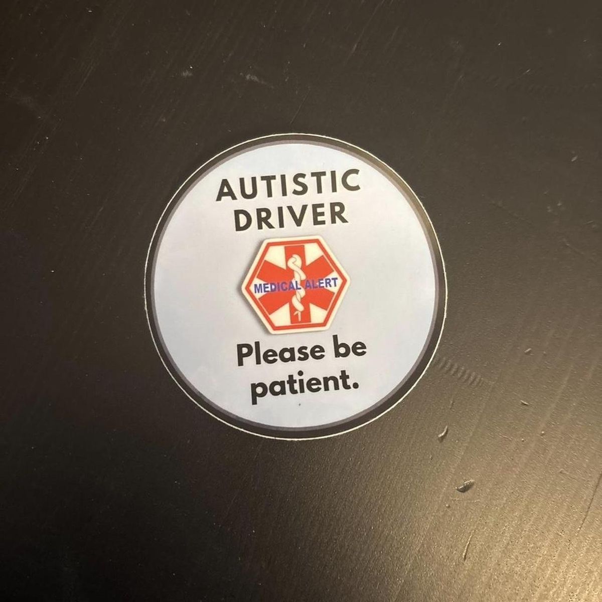 Autistic Driver Medical Alert Decal Sticker - Please Be Patient - 3.5" Diameter