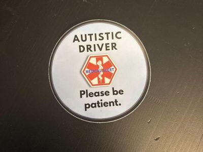 Autistic Driver Medical Alert Decal Sticker - Please Be Patient - 3.5" Diameter