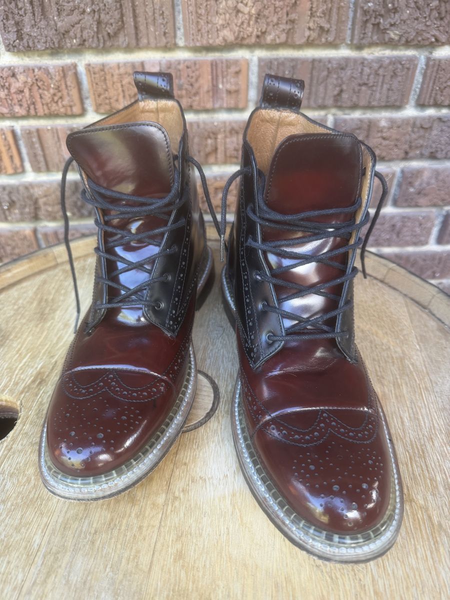 J. D. Fisk Boots Men's Size 8 Cherry Leather Lace-Up Wingtip