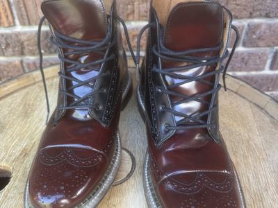 J. D. Fisk Boots Men's Size 8 Cherry Leather Lace-Up Wingtip