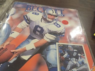 Beckett Football Card Monthly Magazine October 1991 w/ Troy Aikman Card Dallas Cowboys