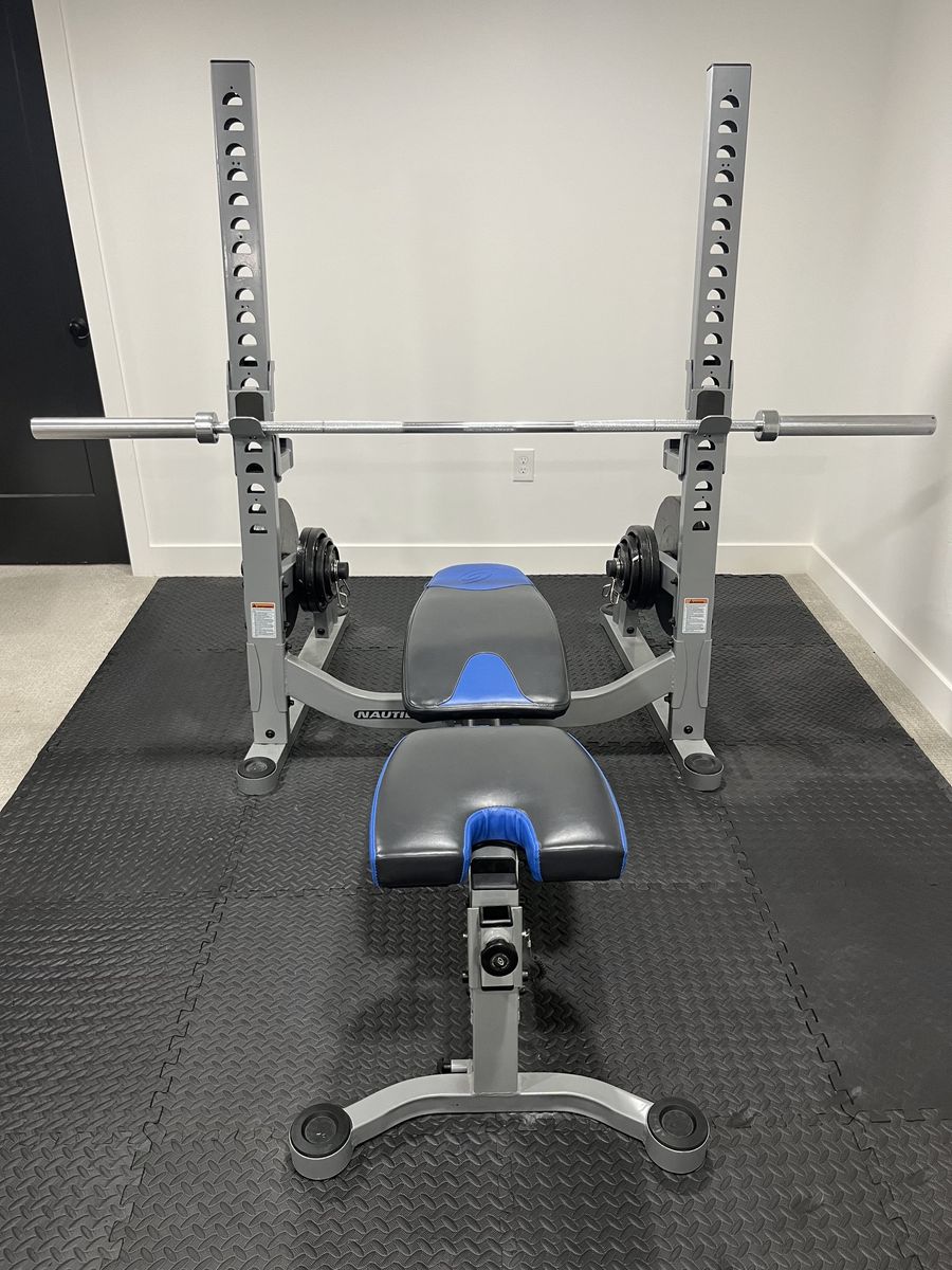 Nautilus Foldable Bench and Squat Rack-Weights Included