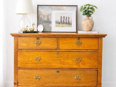 Antique Oak Solid Wood 4 Drawer Dresser | Antique Oak Chest | Antique Dresser