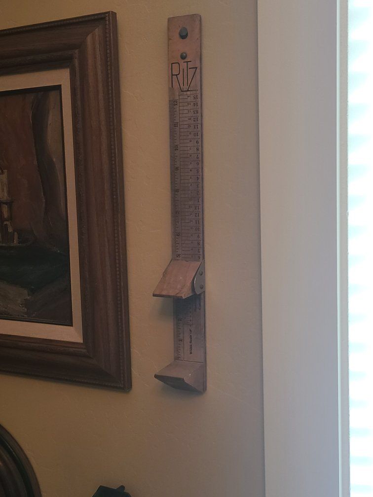 Antique Ritz Wooden Wall-Mount Shoe Sizer and Width Scale Measuring Tool