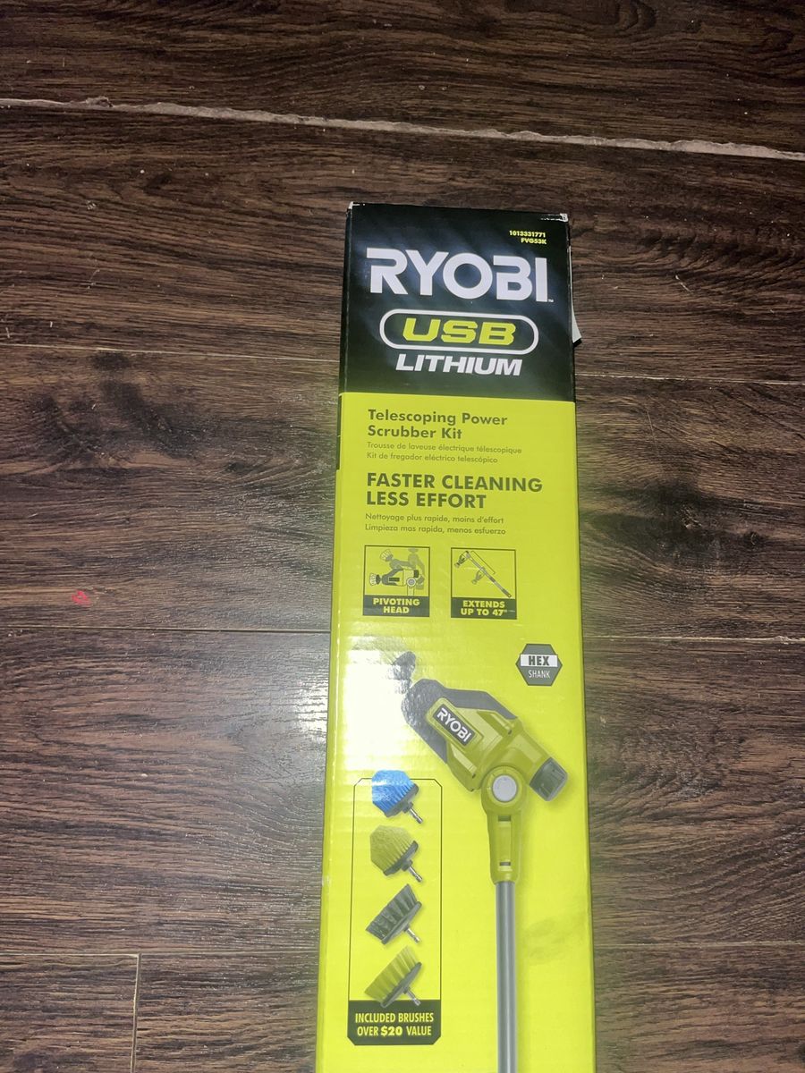 Ryobi USB Lithium Telescoping Power Scrubber Kit