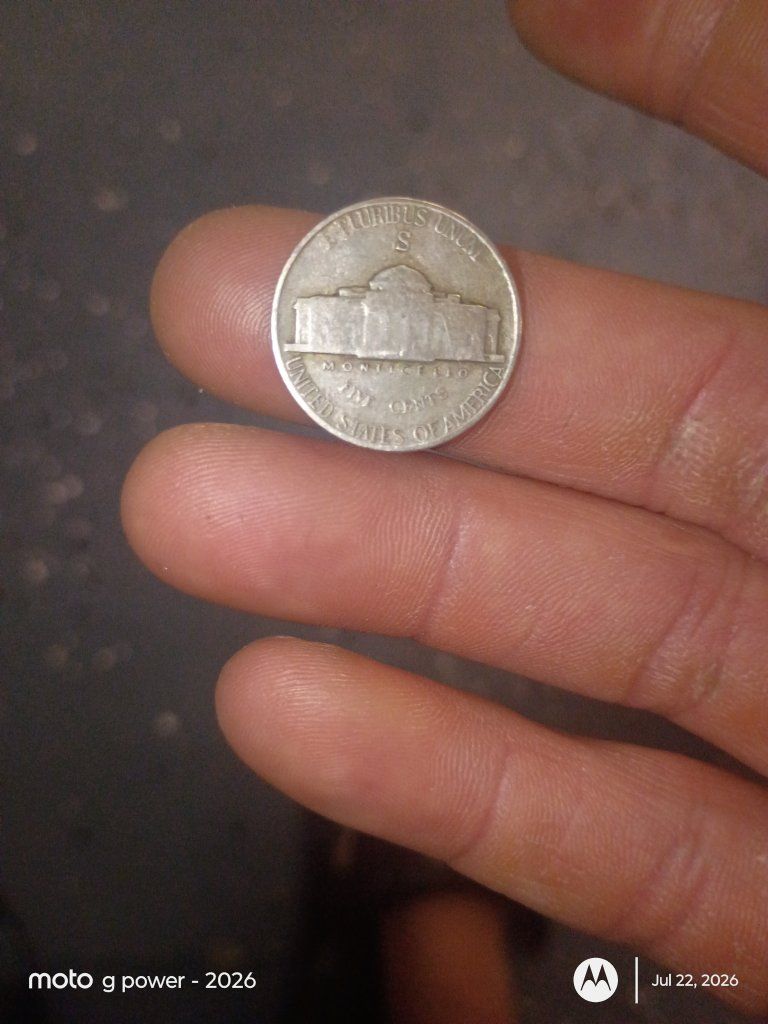 Vintage 1942 Jefferson Wartime Silver Nickel (S Mint Mark)