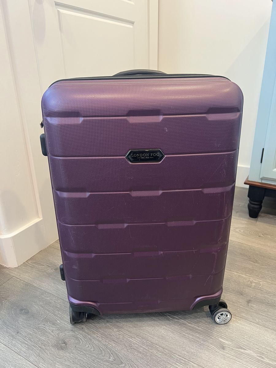 London Fog Mid-Size Checked Hardshell Spinner Suitcase