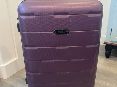 London Fog Mid-Size Checked Hardshell Spinner Suitcase
