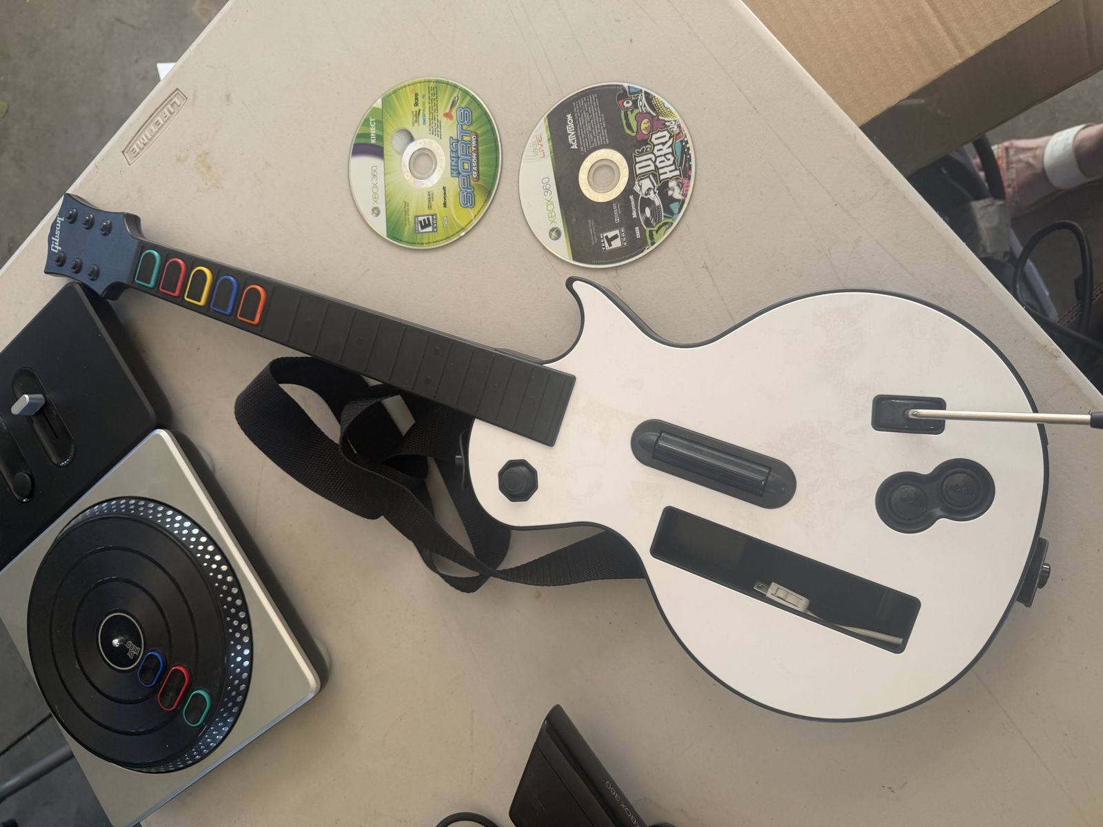 Xbox 360 Guitar Hero + DJ Hero Bundle – Guitar & Wireless Turntable Controller