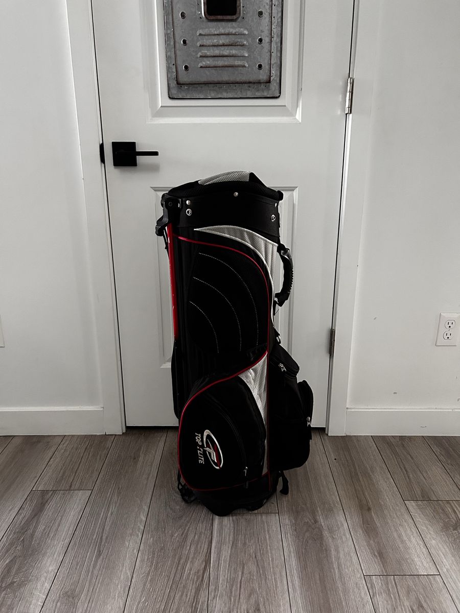 Top Flite Golf Bag Black/Silver/Red Stand Bag with Dividers & Pockets