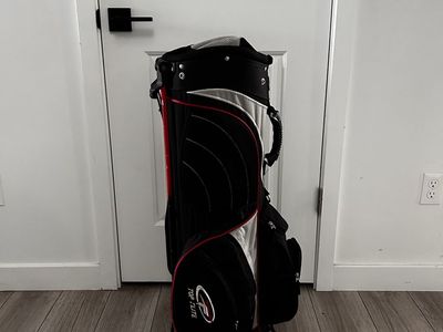 Top Flite Golf Bag Black/Silver/Red Stand Bag with Dividers & Pockets