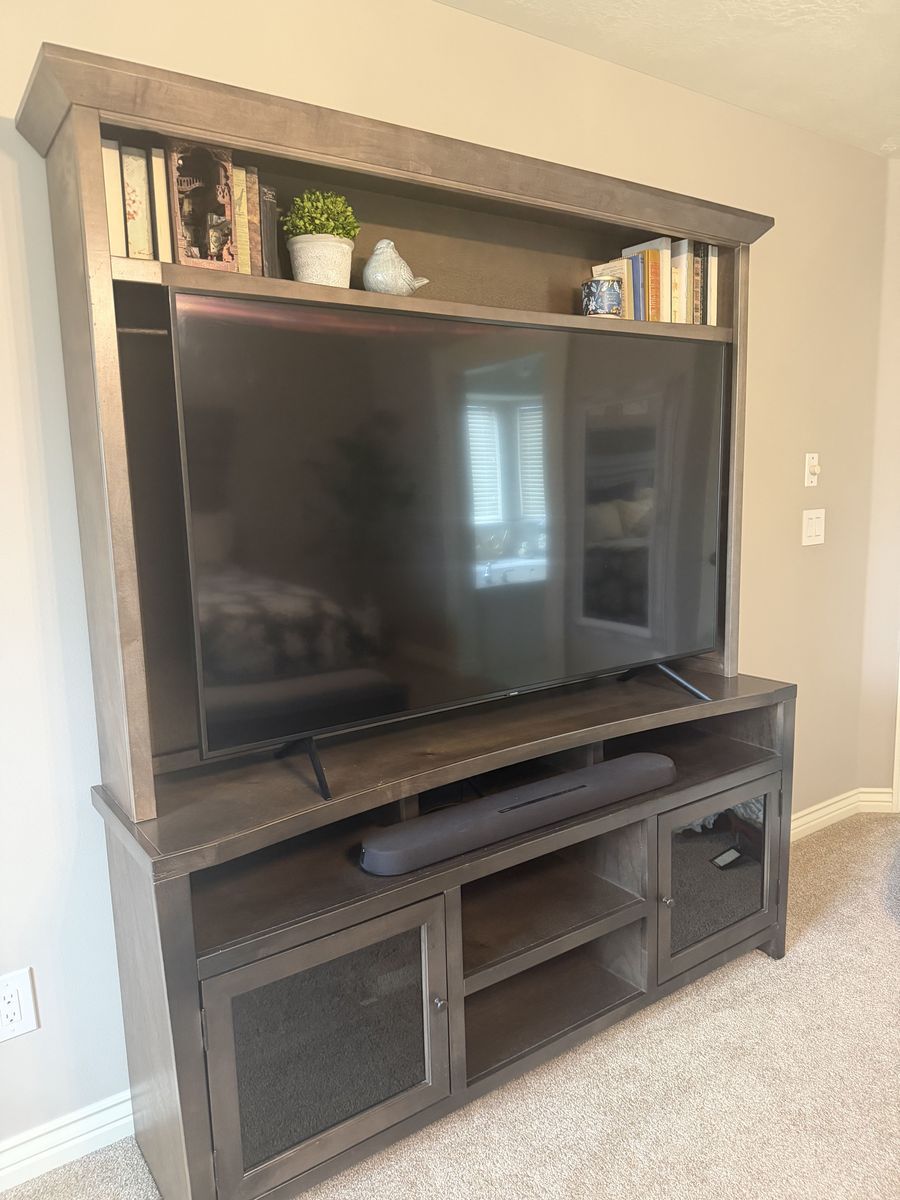 Large Wood Entertainment Center / TV Stand with Hutch