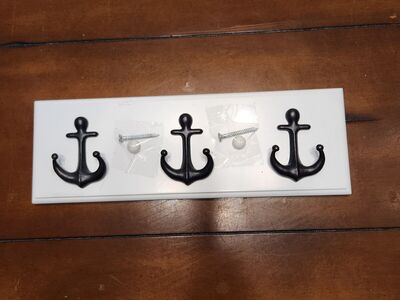 Nautical Theme Mounted Black Metal Anchor Wall Hooks