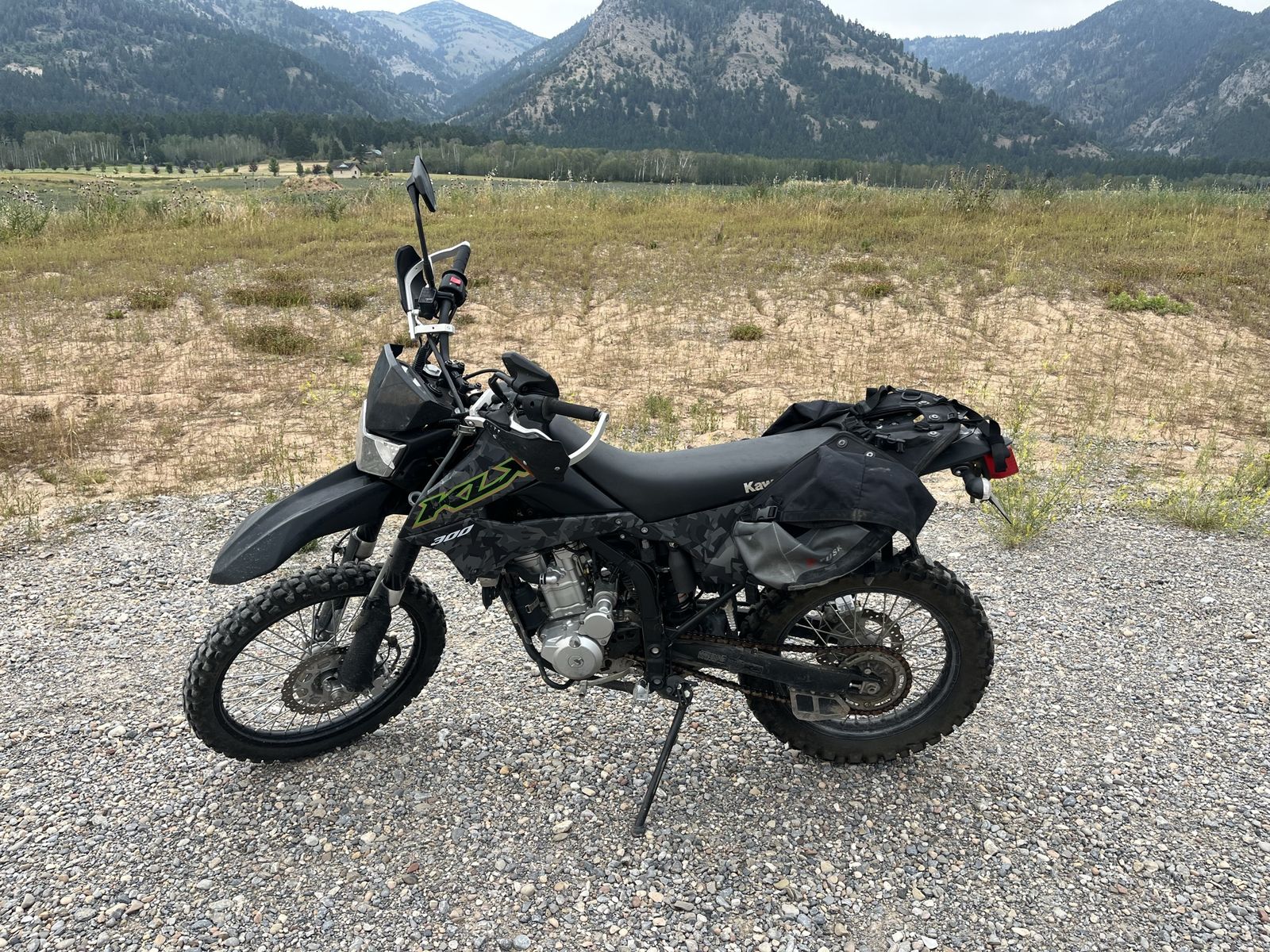 Kawasaki KLX 300 Dual Sport Motorcycle with Tusk Luggage Bags