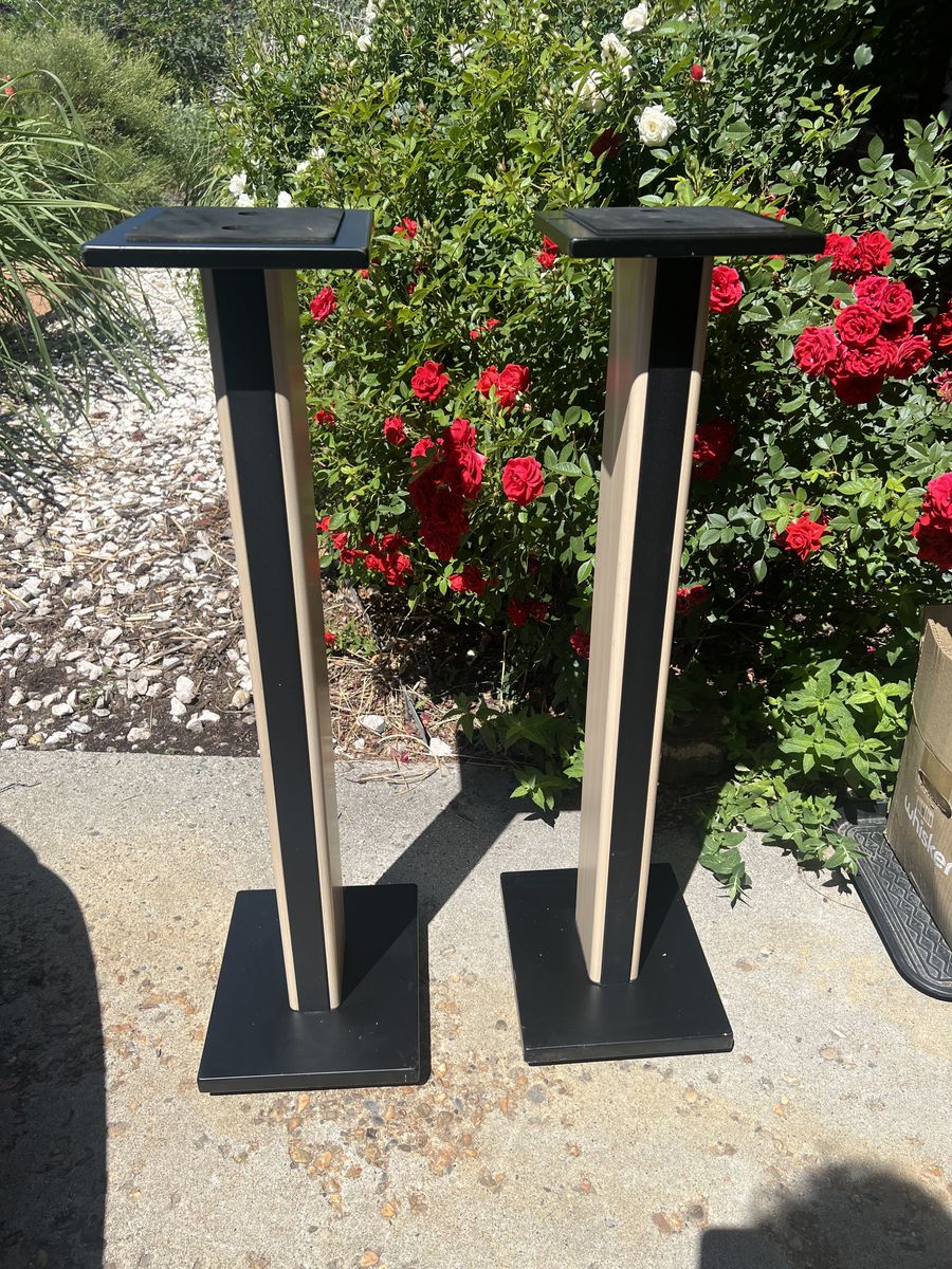 Black and Blonde Hi-Fi Speaker Stands