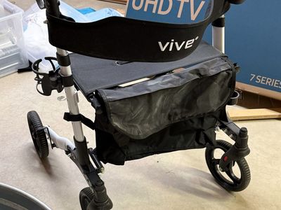 Vive Folding Rollator Walker with Seat, Storage Bag, and Adjustable Handles