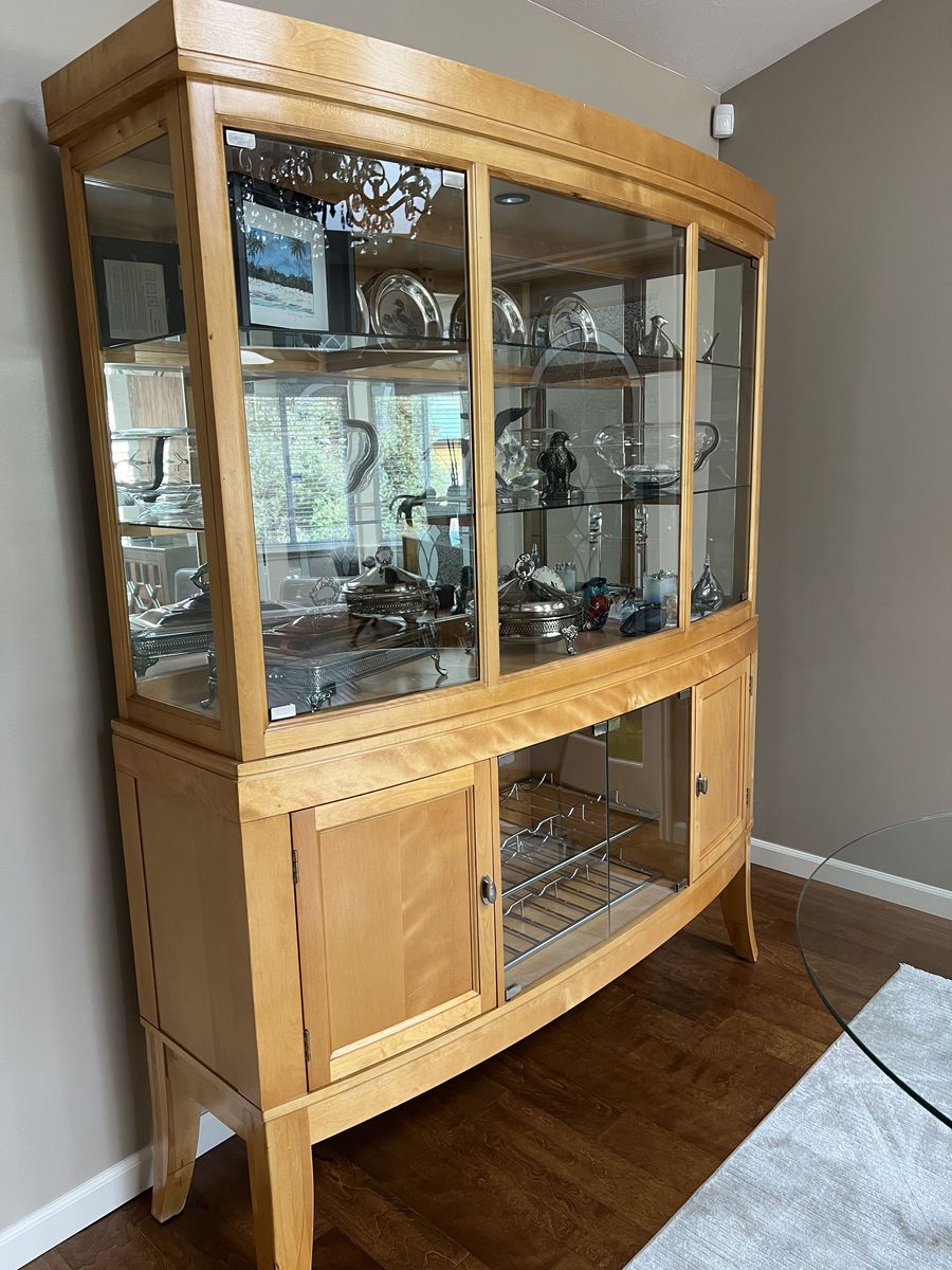 Solid Wood Maple Modern Dining Cabinet Hutch