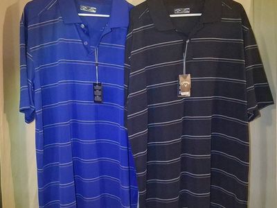 2 New XXXL Callaway Striped Polo Golf Shirts 3X
