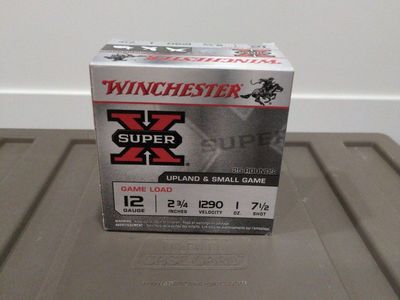 Winchester Super-X 12 Gauge Game Load Shotgun Shells - 25 Rounds. Have 5 total boxes at $8 a box, $40 for all 5.