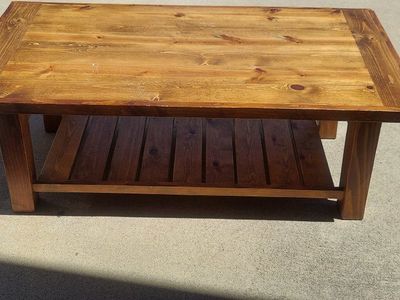 Rustic Wood Coffee Table with Storage Shelf