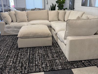 BRAND NEW!! COSTCO SEREEN 6-PIECE FABRIC MODULAR SECTIONAL, CLOUD COUCH, CREAM!!