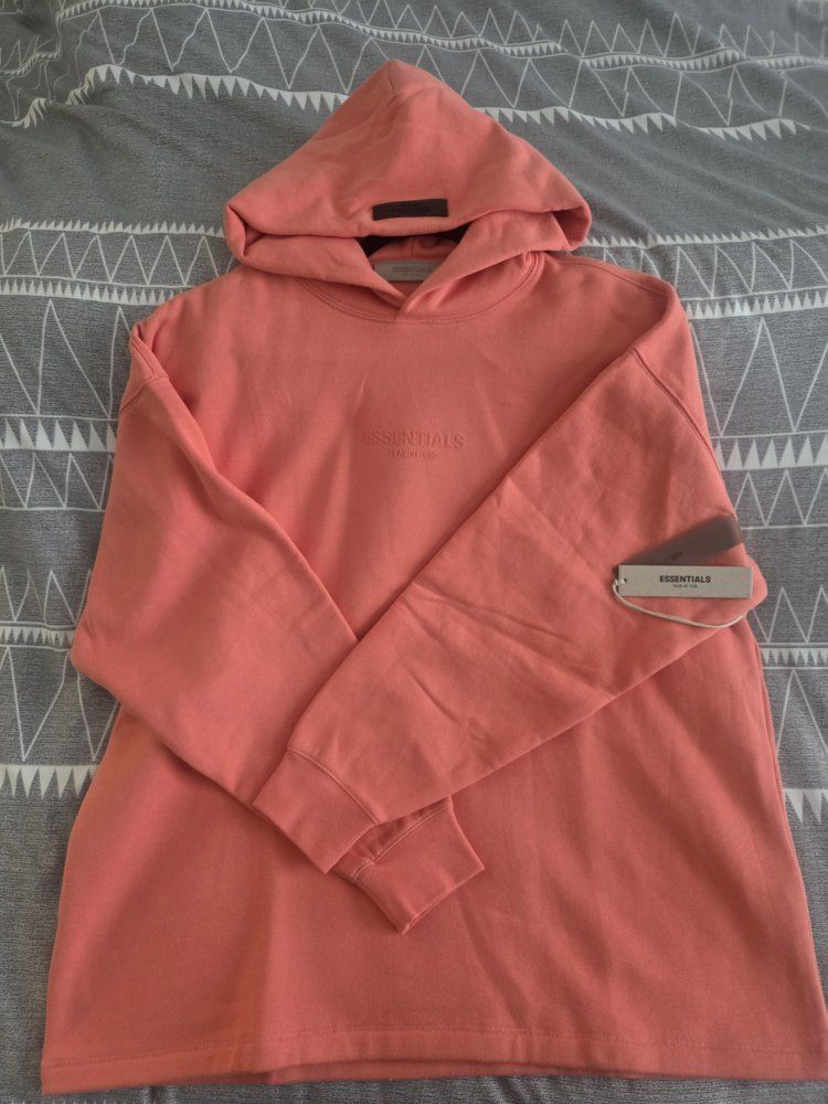 Essentials Fear Of God "ESSENTIALS" Coral Hoodie - Men's Medium