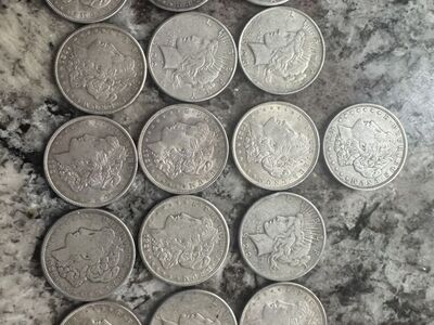 16 Peace And morgan Silver Dollars