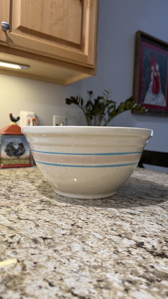 Vintage McCoy Pottery Extra Large Mixing Bowl Blue Stripe Excellent Condition