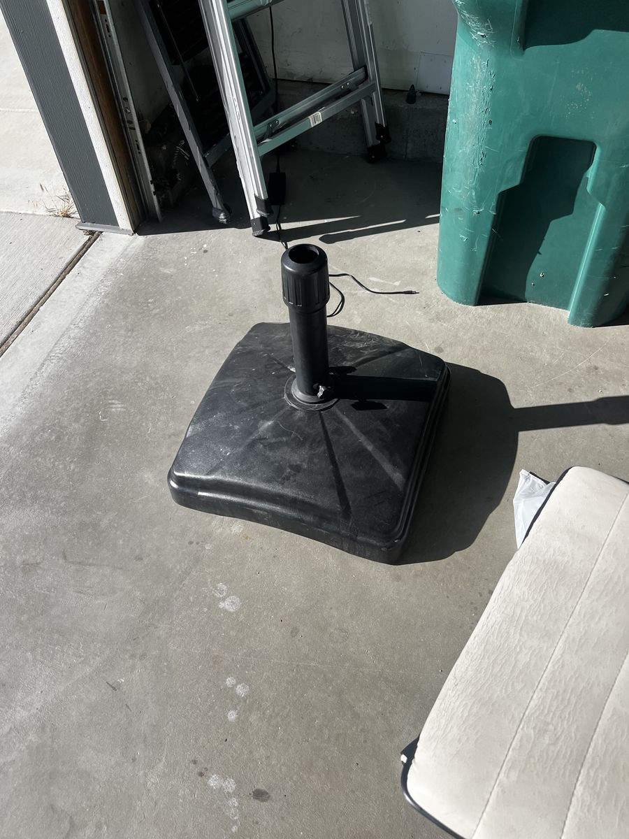 Black Square Patio Umbrella Base Stand - Heavy Duty Weather Resistant