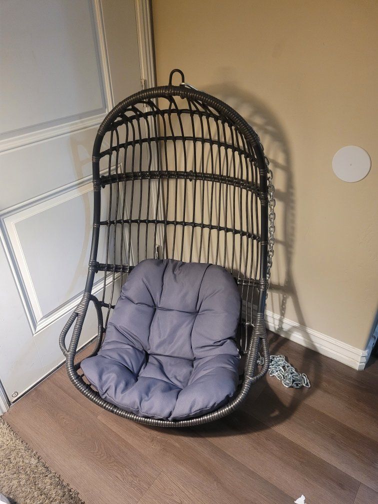 Christopher Knight Home Richards Outdoor/Indoor Wicker Hanging Chair - Dark Gray with Cushion
