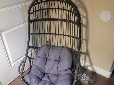 Christopher Knight Home Richards Outdoor/Indoor Wicker Hanging Chair - Dark Gray with Cushion