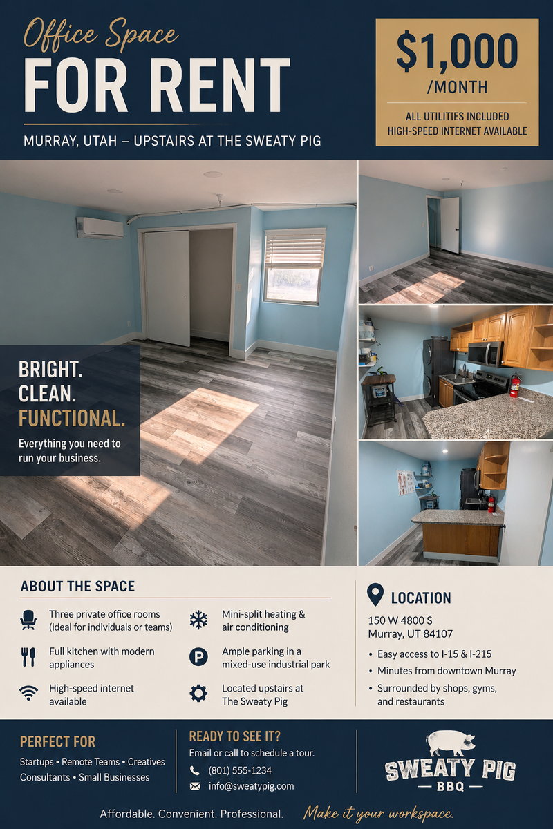 OFFICE / STUDIO SUITE FOR RENT – MURRAY, UT