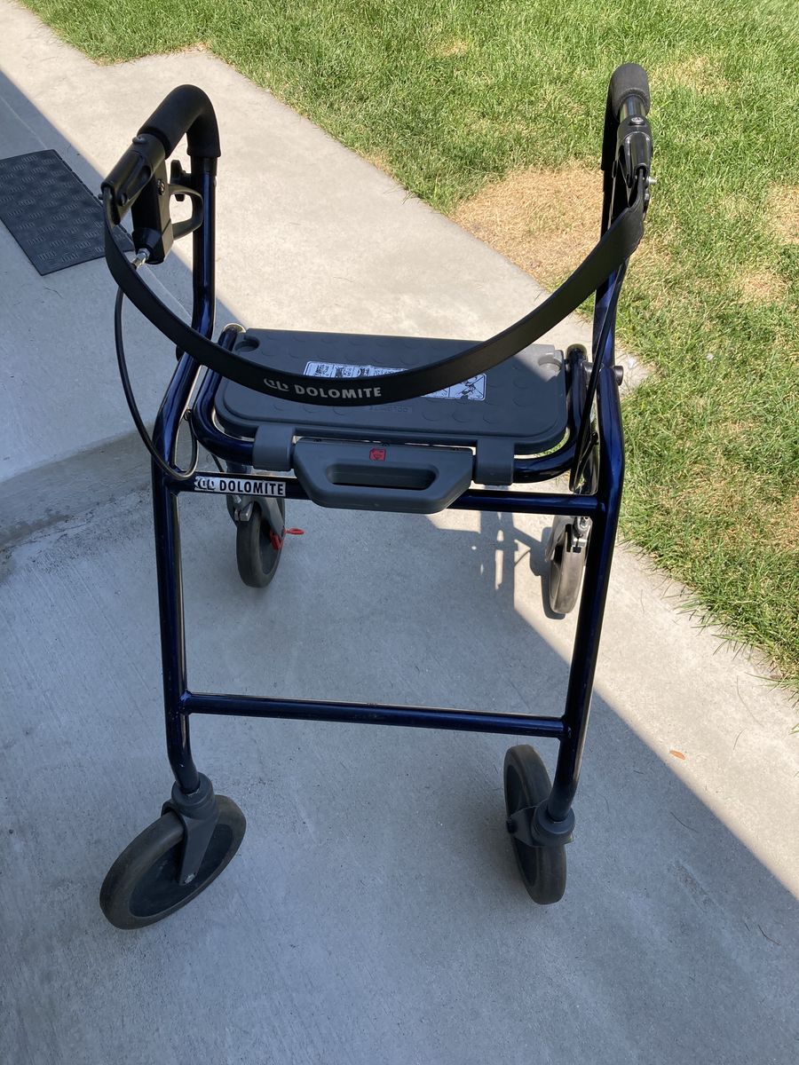 Dolomite Blue 4 wheeled Rolling Walker / Rollator with Seat and Brakes