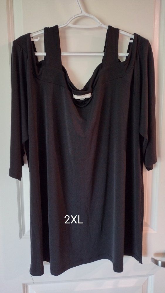 Within Reach Black Cold Shoulder Long Sleeve Blouse - Women's 2XL