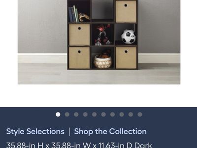 9-Cube Organizer. Style Selections Dark Chocolate Stackable Wood Laminate 35.88" H x 35.88" W