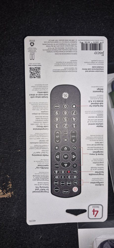 GE Pro 4-Device Universal Remote Control - Décor Soft Finish $5 each
