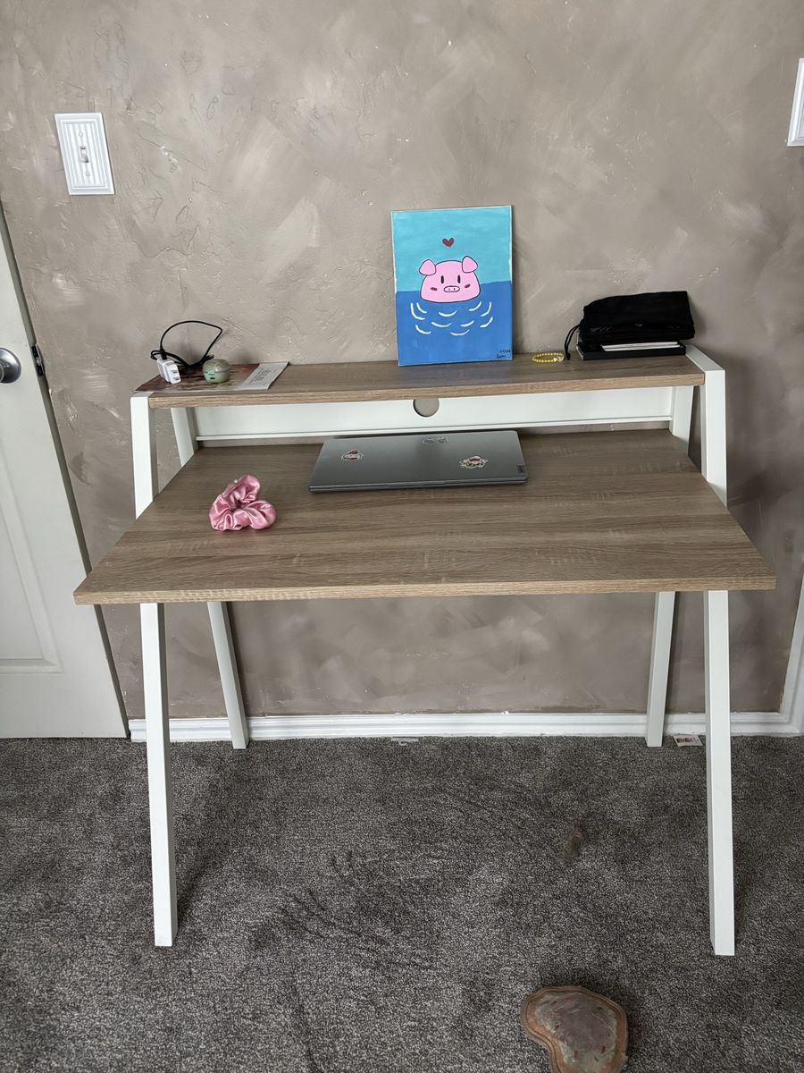 SAFCO Computer Desk, Black & Wood and White & Wood, Compact Home Office/Student Desk