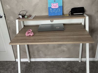 SAFCO Computer Desk, Black & Wood and White & Wood, Compact Home Office/Student Desk