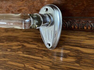 Antique/Vintage Bent Clear Glass Towel Bar with Silver Backets