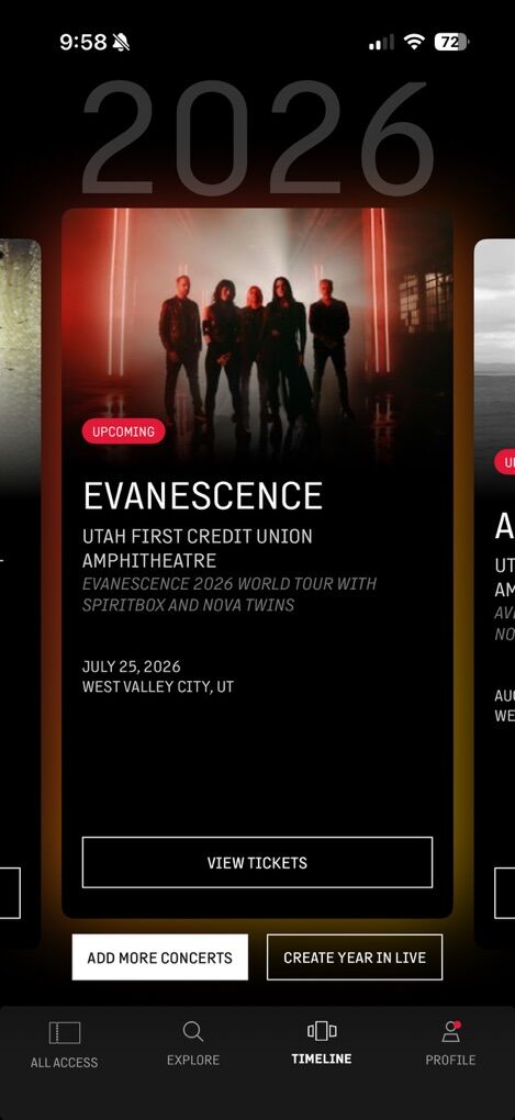2 VIP Evanesence Tickets