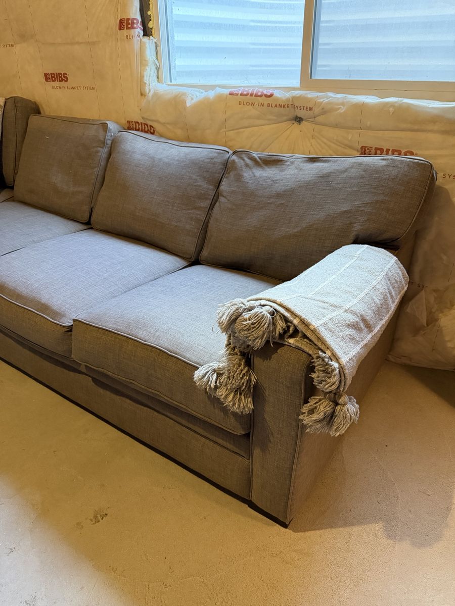 Large 10’x8’ Gray Down Filled Fabric Sectional Sofa