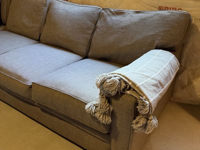 Large 10’x8’ Gray Down Filled Fabric Sectional Sofa