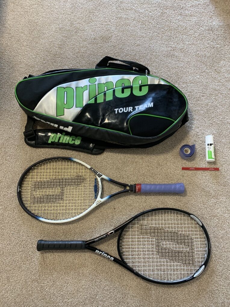 Prince Rackets, Bag, And Tape