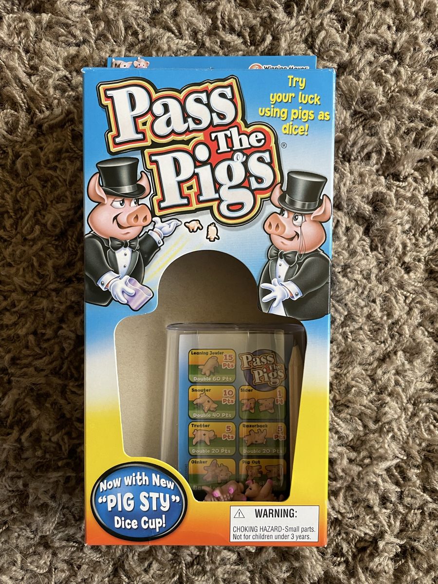 Winning Moves Pass The Pigs Game - New "PIG STY" Dice Cup Edition - Classic Dice Rolling Fun