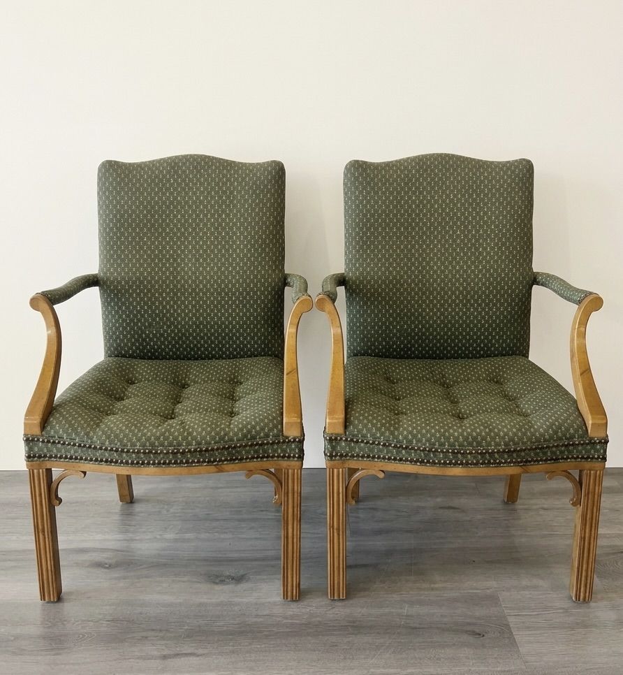 Vintage French Provincial Louis XV Style Arm Chairs by Century Furniture - a pair