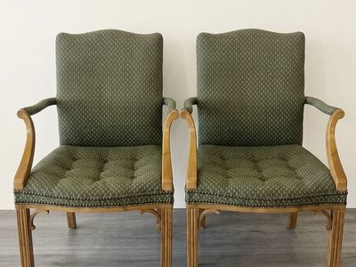 Vintage French Provincial Louis XV Style Arm Chairs by Century Furniture - a pair