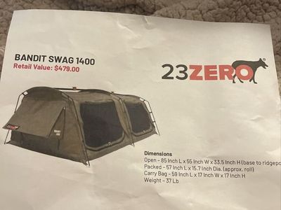 23zero bandit swag 1400 2 person tent
