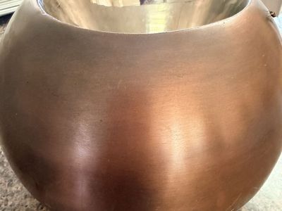 Vintage Large Round Copper and Brass Decorative Bowl or Planter