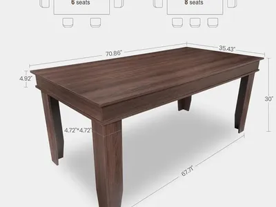 70 IN long wood table